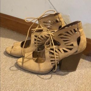 Cut out wedge block heel